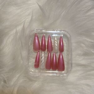 Pink and White Press-On Nails